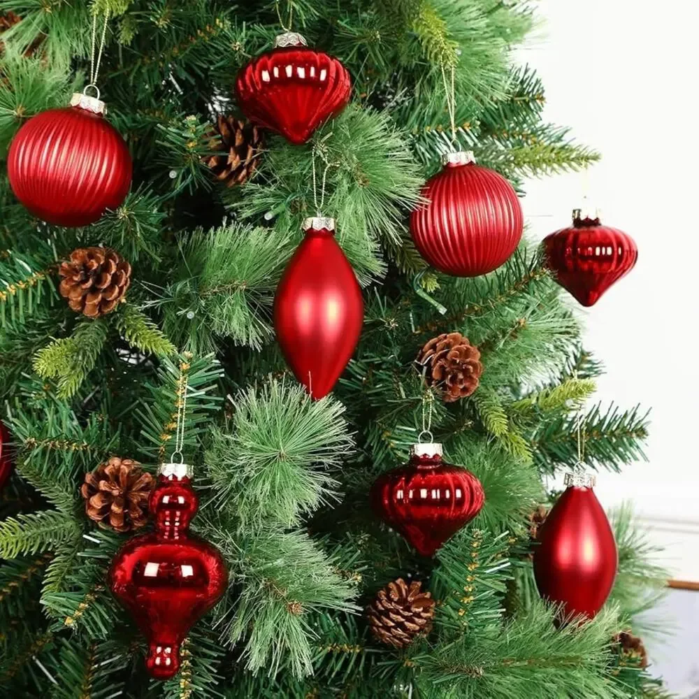 10Pcs Multiple Styles Glass Christmas Ball Ornaments for Tree Decorations